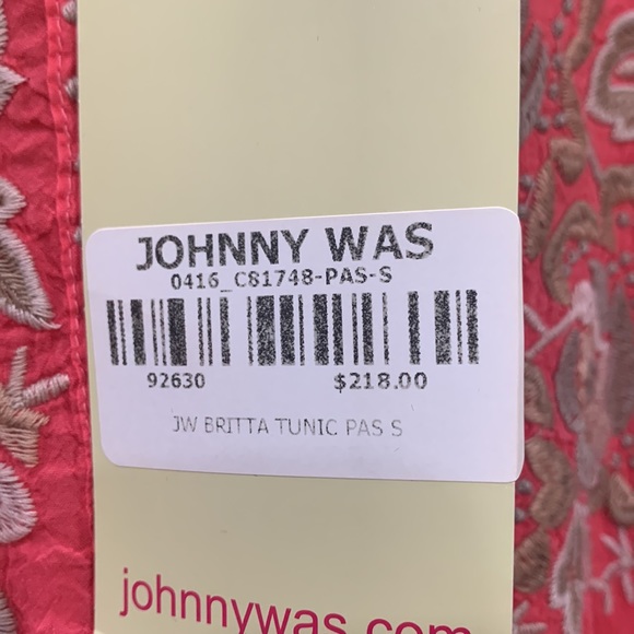 Johnny Was Beautiful Britta coral Tunic Top, with embroidery size S NWT . - Picture 5 of 16